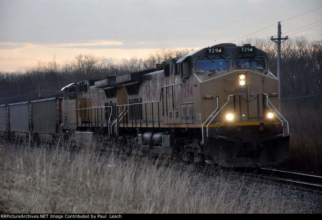 Paused coal train in the early morning light